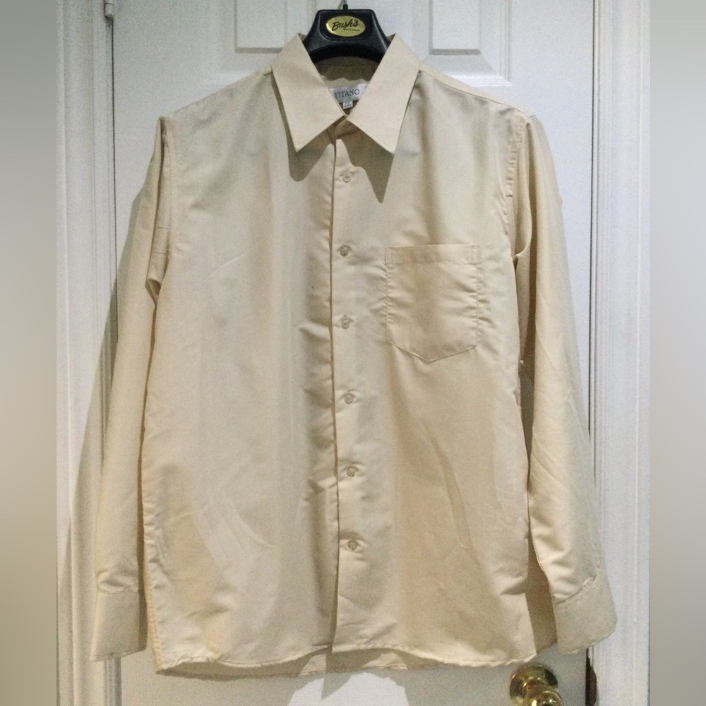 Titano Men's Classic Light Tan Formal Dress Shirt